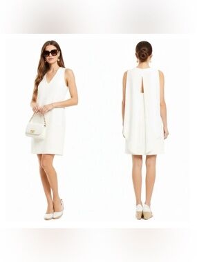 Vince Camuto Ivory Wing Back V-Neck Sleeveless Shift Dress Size 6 NWT